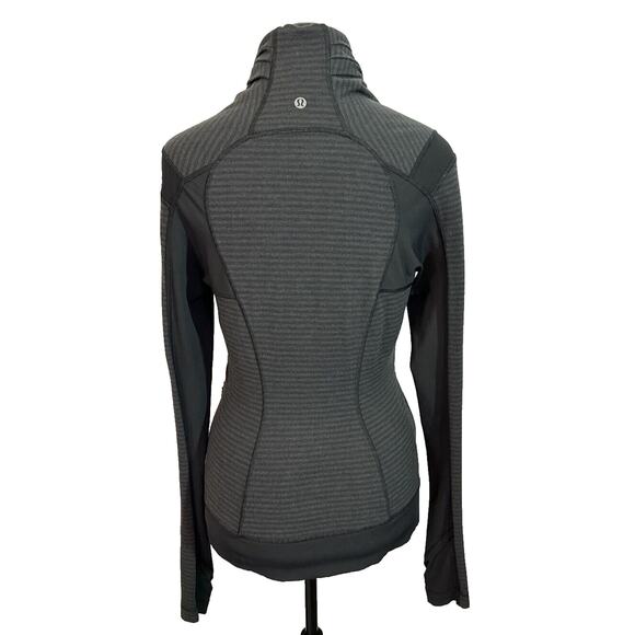 Lululemon Bhakti Yoga Jacket Luon Pique Black Dark Slate / Black Size 6 W4F02S - Picture 4 of 13